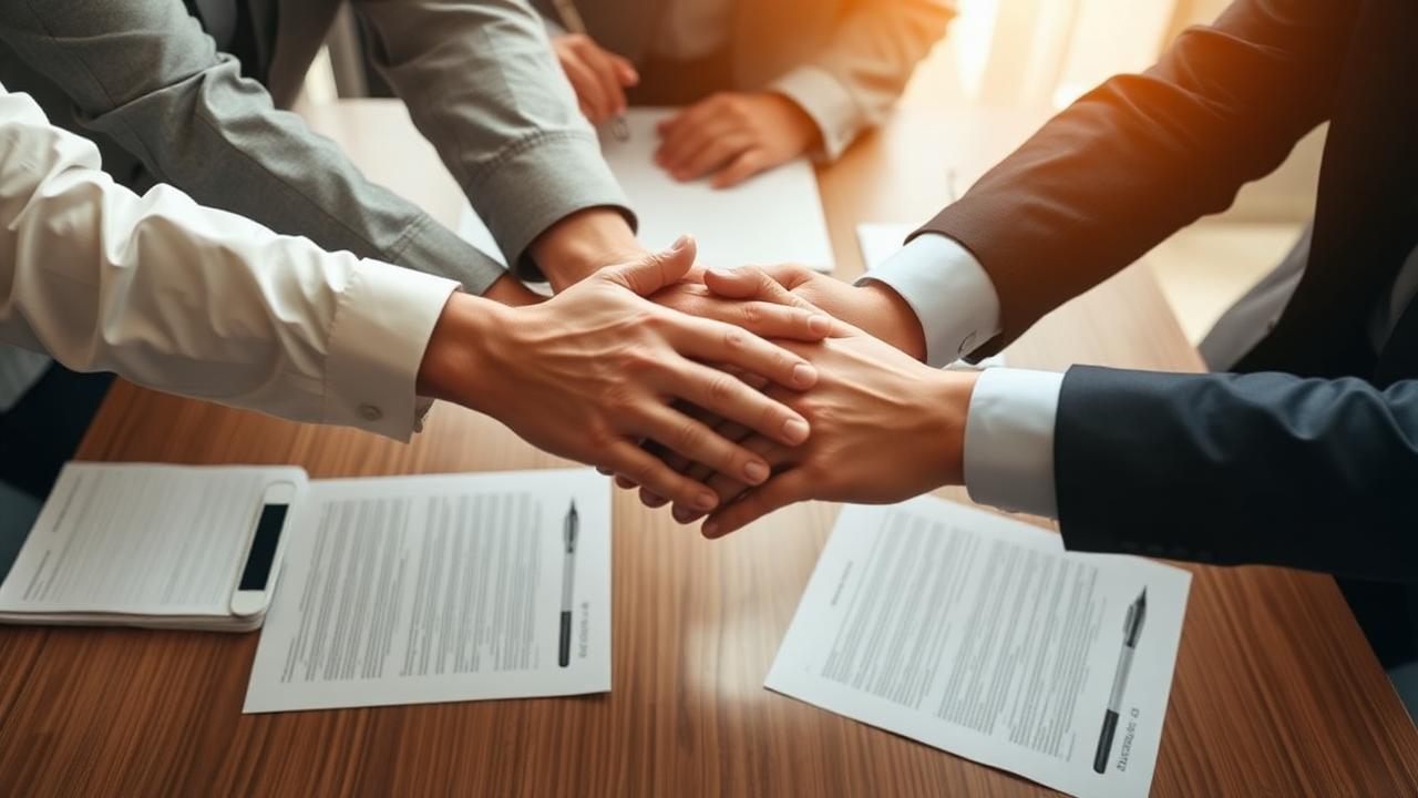 Employees collaborating around a table in a modern UK office