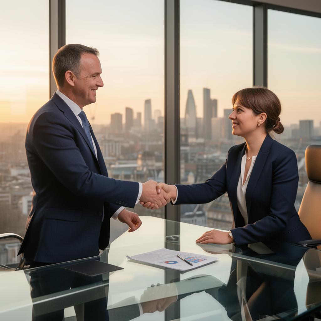 Business owner and private equity investor reviewing a growth investment proposal