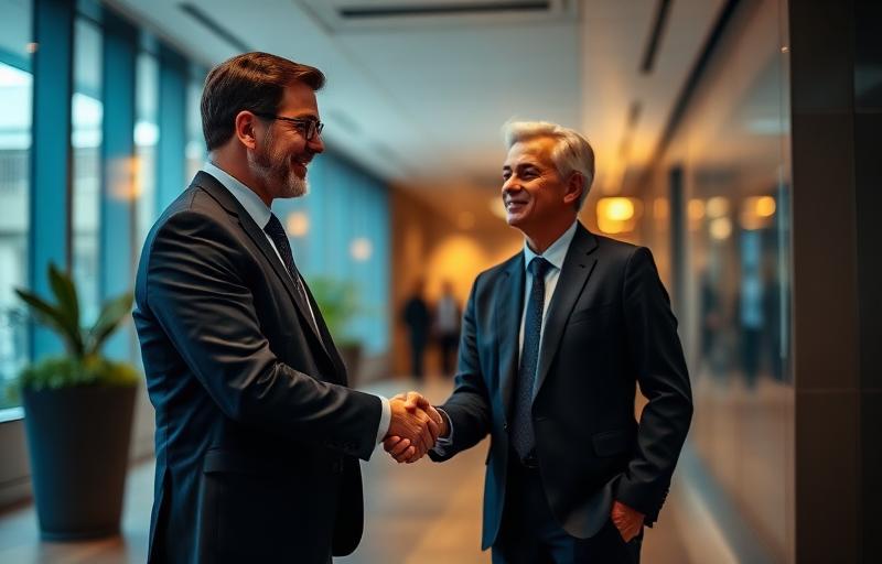 Professional adviser welcoming a client for a consultation
