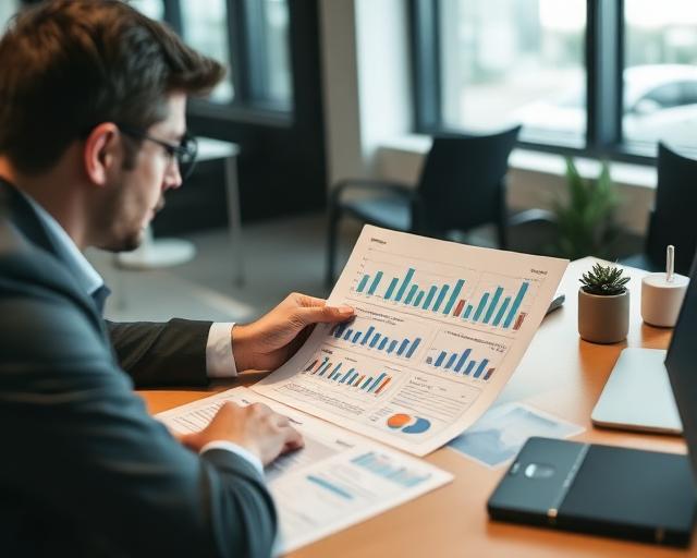 Adviser reviewing business suitability assessment documents