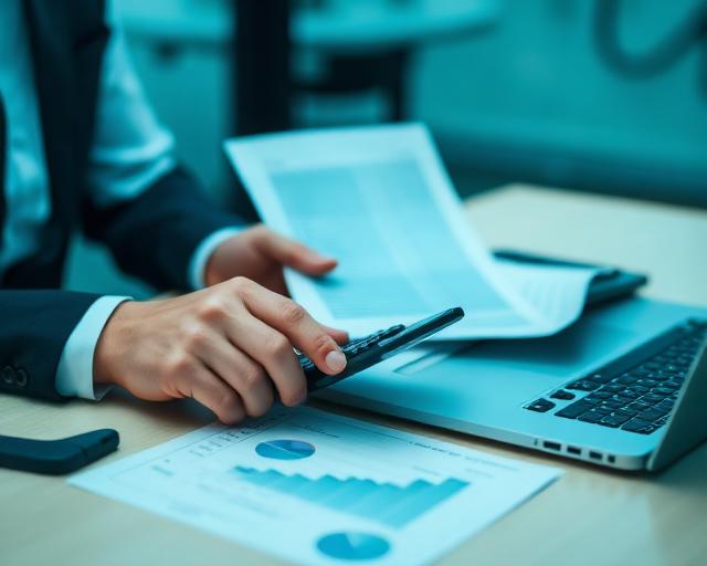 Financial adviser analysing business valuation data