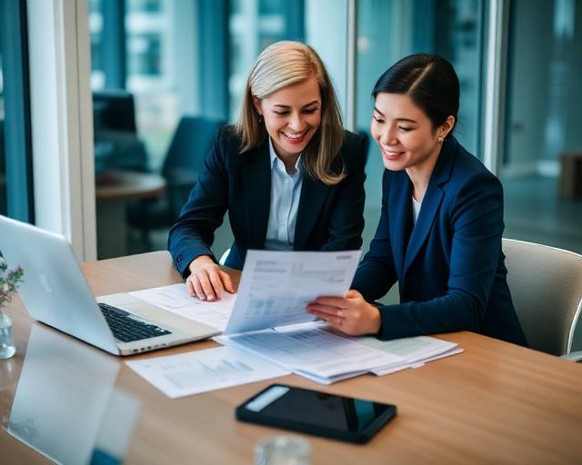 Two professional advisers collaborating on client work