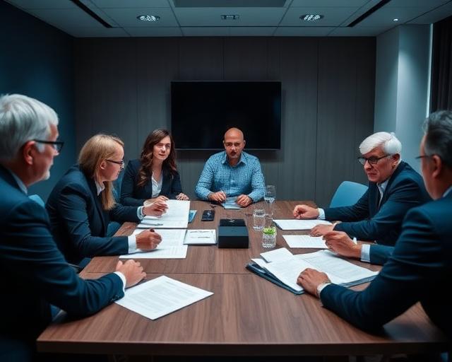 Trustees in a governance planning meeting
