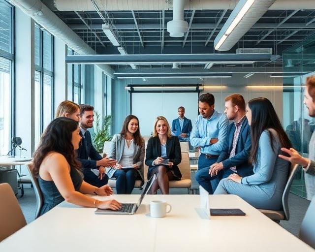 Employees in an open team discussion about ownership